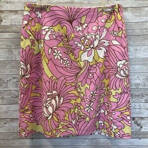 Sevier Skirts Womens M Pencil Skirt Pink Wild Flower Print Side Zip Lined Spring